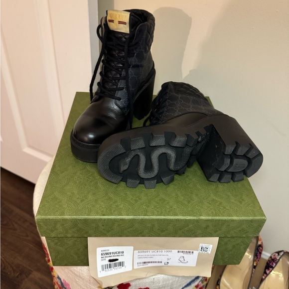 GG Ankle Boot 'Black GG Supreme' Size 7 - Picture 5 of 8